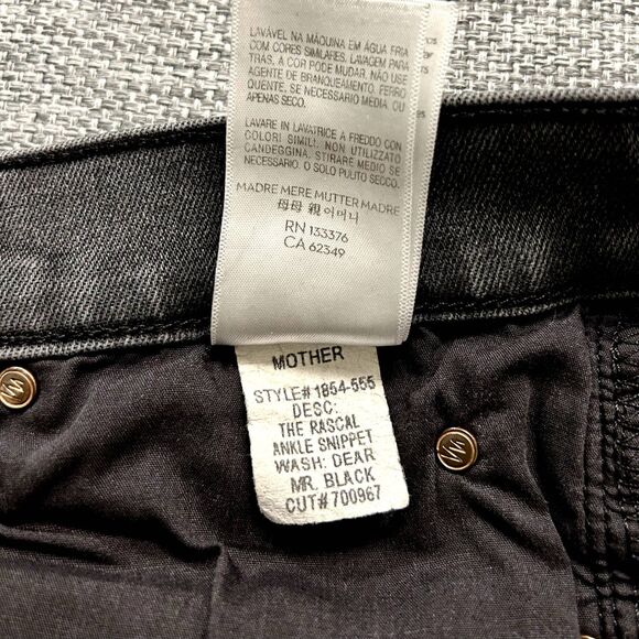 GUC Mother The Rascal Ankle Snippet Jeans 27 Dear Mr. Black Cropped Slim Raw Hem - Picture 13 of 13